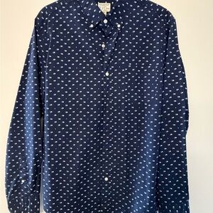 J. Crew Dark Blue Patterned Casual Shirt